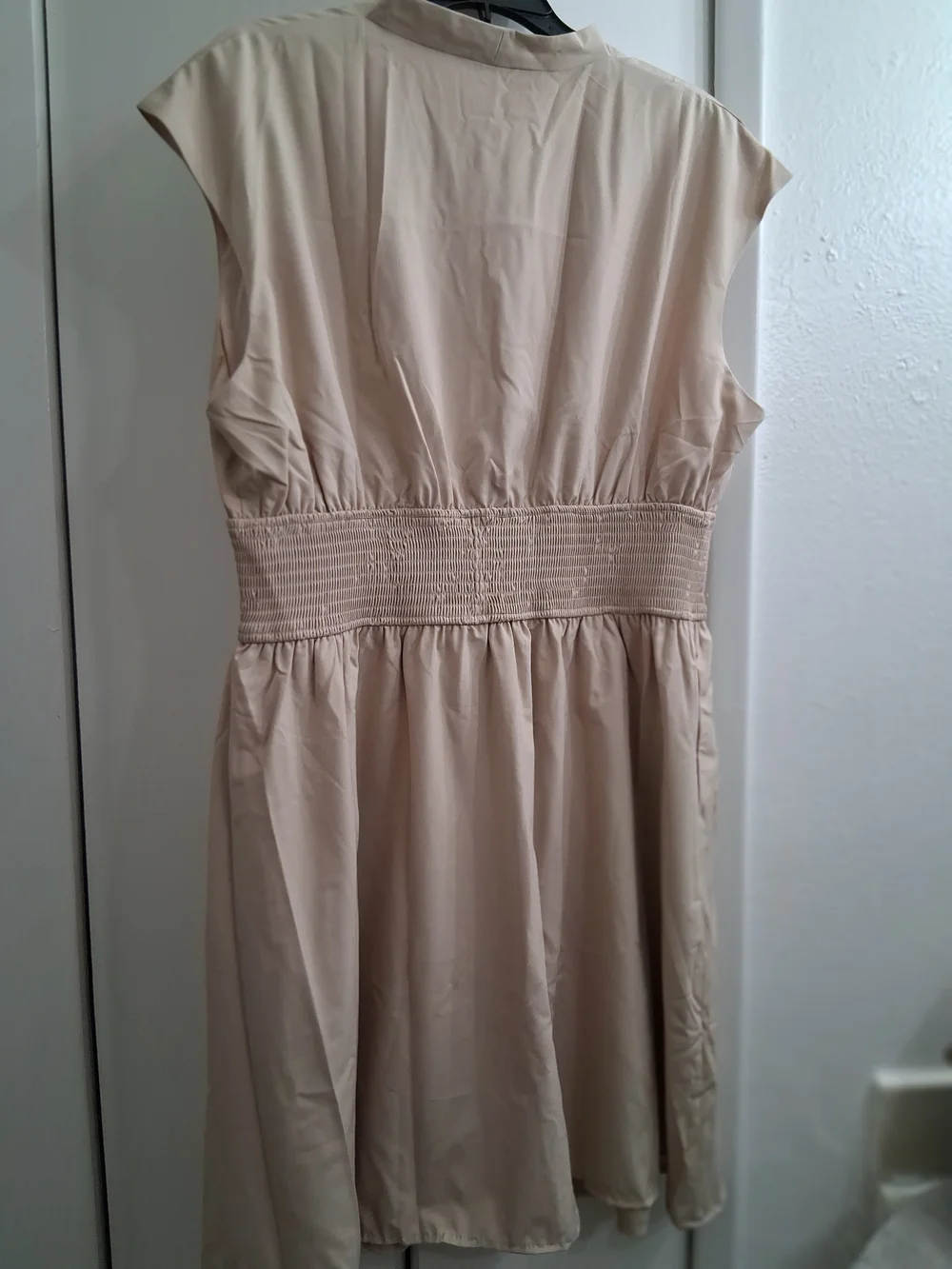 Grace Karin Cream Midi Dress with Smocked Waist - Picture 4 of 4